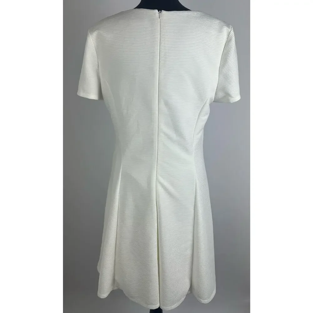 Hutch Anthropologie White Ribbed Fit & Flare Dress XL Clean Girl Minimalist - Picture 4 of 9